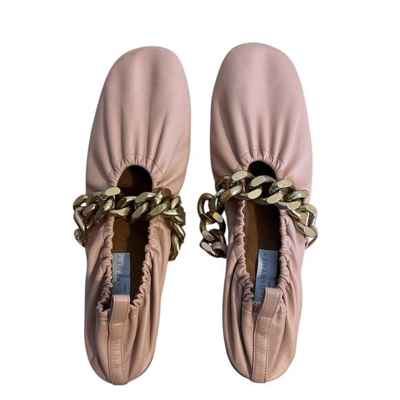 Stella McCartney Falabella Faux Leather Pink Chain Ballet Flats 38.5 - Picture 1 of 10